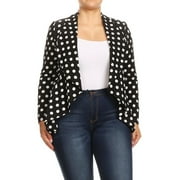 MOA COLLECTION Women's Women's Casual Long Sleeve Plus SIze Polka Dot Open Blazer Jacket