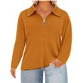 thumbnail image 1 of Women's Women's Half Zip Pullover Tops Fall Casual Solid Color Long Sleeve Blouses Trendy Oversized Loose Knit Shirts, 1 of 6