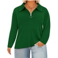 thumbnail image 1 of Women's Women's Half Zip Pullover Tops Fall Casual Solid Color Long Sleeve Blouses Trendy Oversized Loose Knit Shirts, 1 of 6