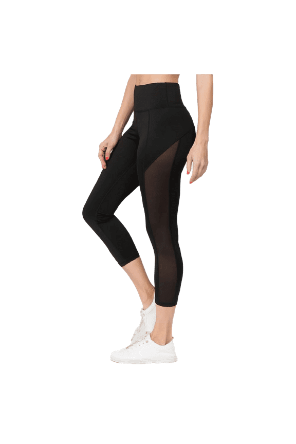 Women's Women's Mesh Side Capri Activewear Leggings - Black, M
