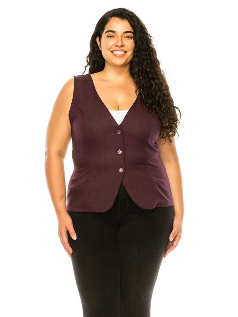 Women's Women's Plus Size Dressy Casual Vest Three Button Tuxedo