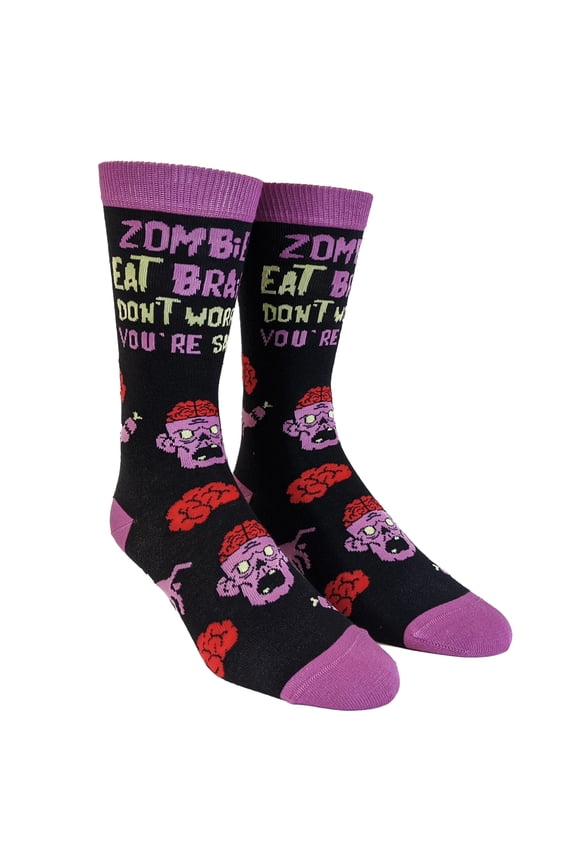 Women's Women's Zombies Eat Brains so You're Safe Socks Funny Sarcastic Humor Halloween Vintage Footwear