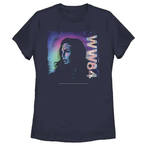 Women's Wonder Woman 1984 Glitch Graphic Tee Navy Blue Small