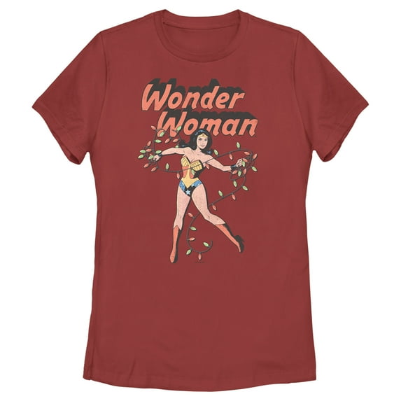Women's Wonder Woman 1984 Wrapped in Lights Graphic Tee Red Small