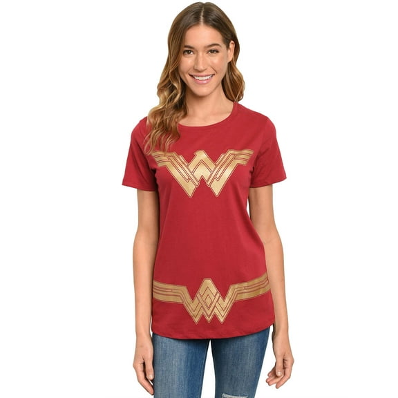 Women's Wonder Woman Halloween Costume T-Shirt Superhero Dress Up Tee DC Comics
