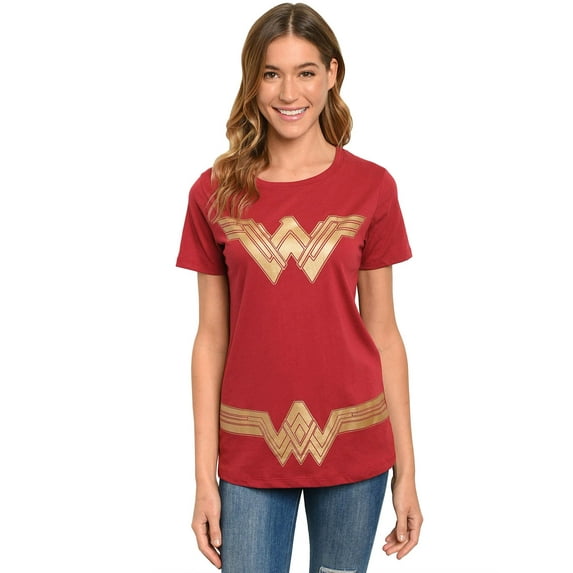 Women's Wonder Woman Halloween Costume T-Shirt Superhero Dress Up Tee DC Comics