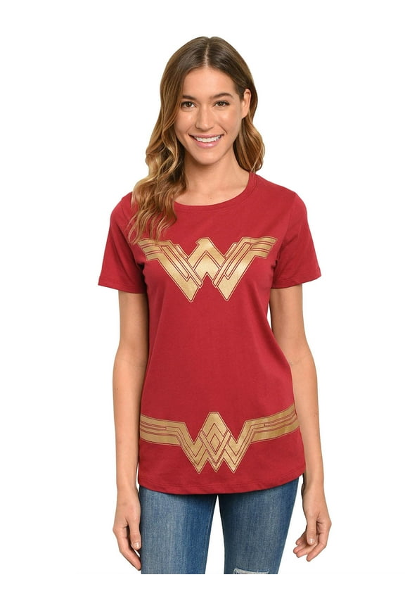 Women's Wonder Woman Halloween Costume T-Shirt Superhero Dress Up Tee DC Comics