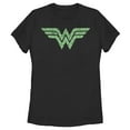 thumbnail image 1 of Women's Wonder Woman St. Patrick's Day Wonder Woman Shamrock Logo  Graphic Tee Black Small, 1 of 4