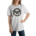 thumbnail image 1 of Women's Wonder Woman Superhero Leopard Print White Graphic Tee-Small, 1 of 4