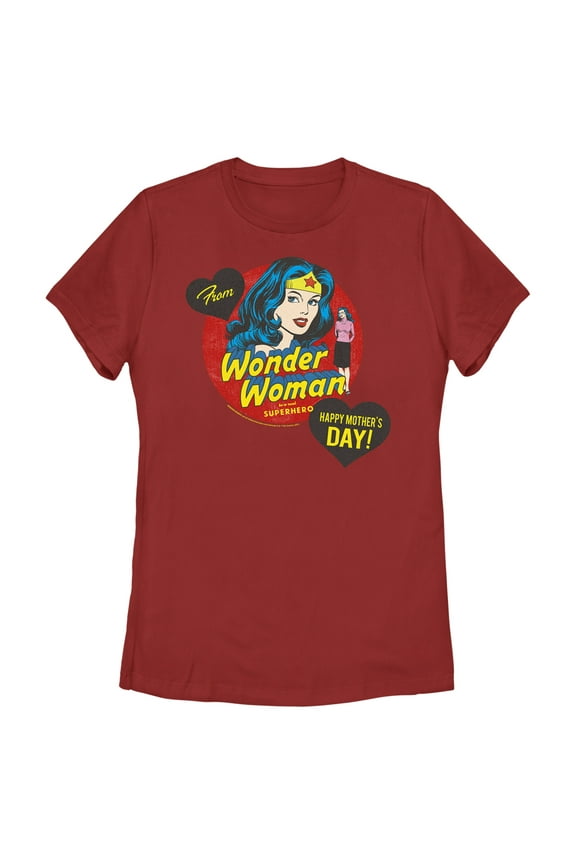 Women's Wonder Woman To a Real Superhero Graphic Tee Red Medium