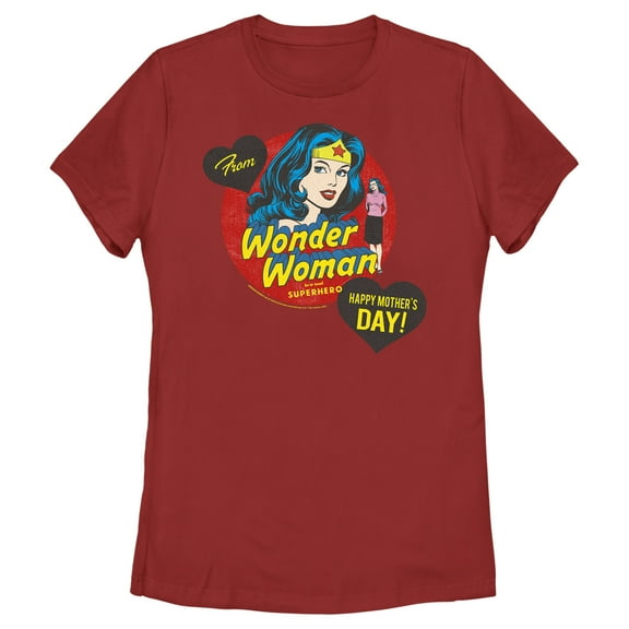 Women's Wonder Woman To a Real Superhero  Graphic Tee Red X Large