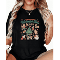thumbnail image 1 of Women's Wonderful Time Christmas Graphic Cotton T Shirt Casual Festive Graphic Top Short Sleeve Round Neck Top Black S-5XL, 1 of 5