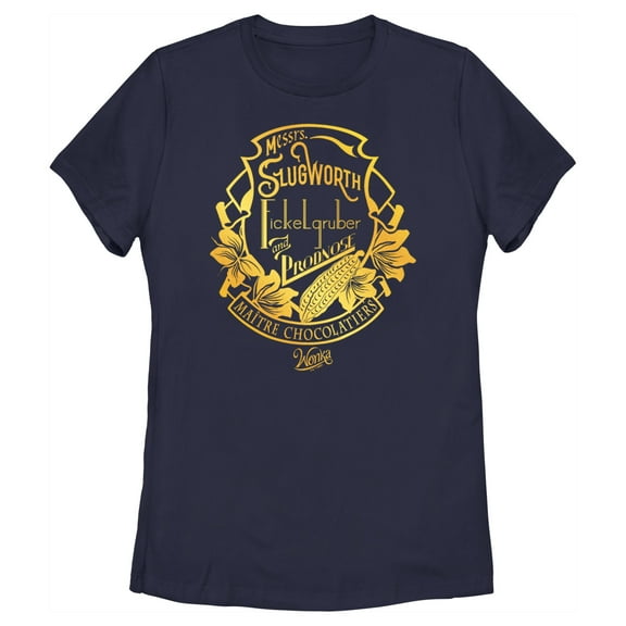 Women's Wonka Messrs. Maitre Chocolatiers  Graphic Tee Navy Blue Large