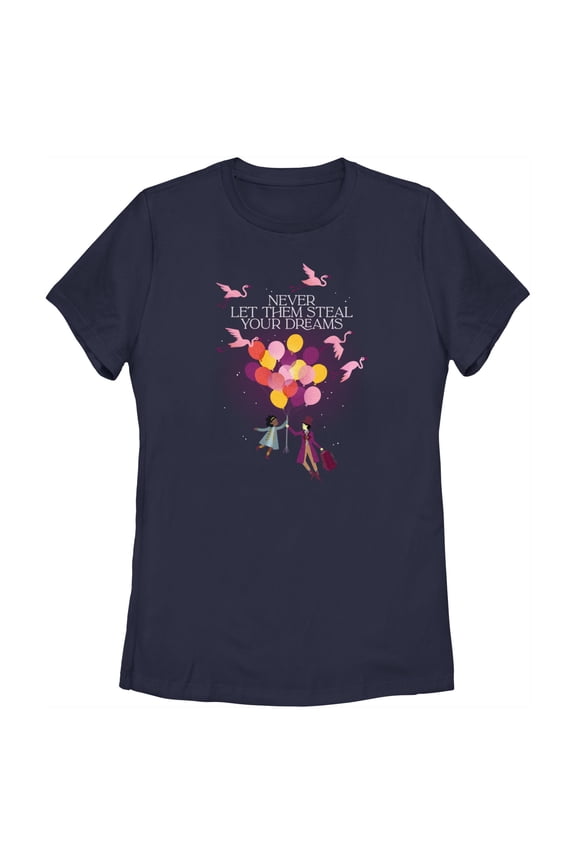 Women's Wonka Willy and Noodle Never Let Them Steal Your Dreams Graphic Tee Navy Blue Small