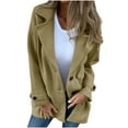 thumbnail image 1 of Women's Wool Blazer Jacket Lapel Business Coats with Pockets Casual Long Sleeve Solid Color Work Office Outerwear (Khaki XL), 1 of 4