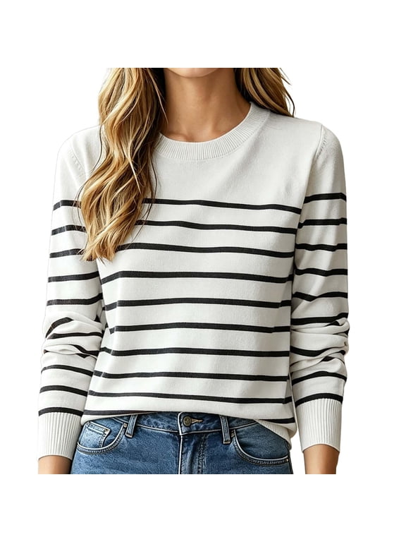 Women's Wool Blend Classic Crew Neck Casual Fall Sweaters Lightweight Fall Tops Pullover Long Sleeve Shirts