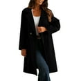 thumbnail image 1 of Women's Wool Blend Coat Single Breasted Notched Lapel Peacoat Mid Long Jacket Winter Warm One Button Overcoat with Pocket, 1 of 6