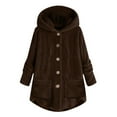 thumbnail image 1 of Women's Wool Blend Hooded Winter Coat Loose Fit Long Cardigan Style Outerwear Jacket with Button Front, 1 of 4