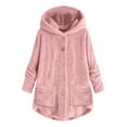 thumbnail image 1 of Women's Wool Blend Hooded Winter Coat Loose Fit Long Cardigan Style Outerwear Jacket with Button Front, 1 of 7