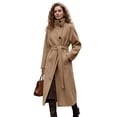 thumbnail image 1 of Women's Wool Blend Long Pea Coats Oversized Stand Collar Winter Overcoat with Belt, 1 of 7