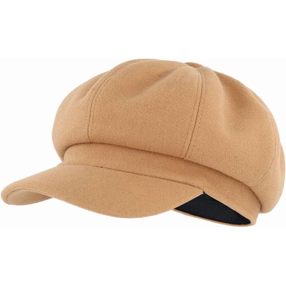 Women's Wool Blend Newsboy Hat with Drawstring, Ventage Casual Style Cabbie Cap for Cold Days 1Pack
