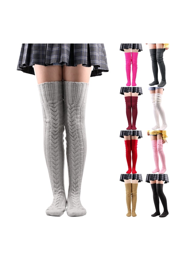 Women's Wool Blend Over-The-Knee Socks Thickened Knitted Long Leg Warmers Winter Solid Color Thigh High Socks Soft Cozy Thermal Foot Covers For Boots Skirts Cold Weather(Dark Gray)