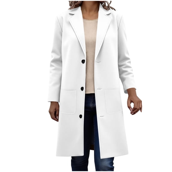 Women's Wool Blend Oversized Peacoat Notch Collar Single Breasted Long Jacket Solid Color Long Sleeve Overcoat with Pocket