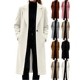 thumbnail image 1 of Women's Wool Blend Pea Coats Lapel Long Sleeve Coats Button Down Casual Work Fall Winter Loose Woolen Long Coats, 1 of 9