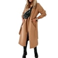thumbnail image 1 of Women's Wool Blend Peacoat Oversized Notch Lapel Jacket Casual Fall Winter Warm Coat Mid Long Trench Coat with Belt, 1 of 1