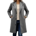thumbnail image 1 of Women's Wool Blend Peacoat Single Breasted Trench Coat Fall Winter Casual Lightweight Overcoat Elegant Outerwear with Pockets, 1 of 6