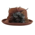 thumbnail image 1 of Women's Wool Blend Round Top Bowler Hat, Autumn Winter Fisherman Cap with 3D Flower, Small Formal Hat for Tea Party Wedding and Daily Casual Wear - H, 1 of 3