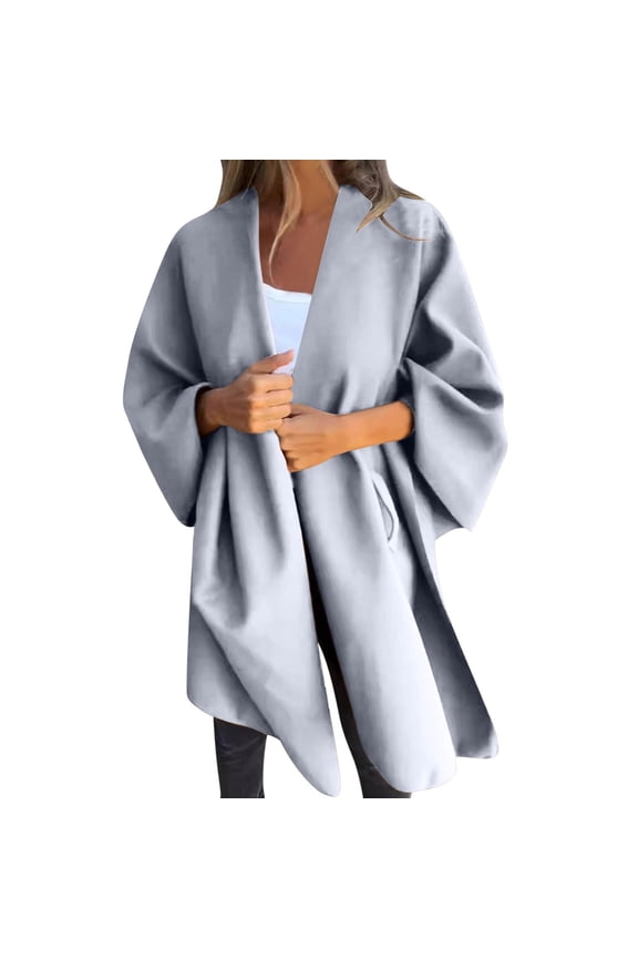 Women's Wool Blend Shawls and Wraps, Stylish Oversized Open Front Poncho Cape Cardigan for Fall Winter