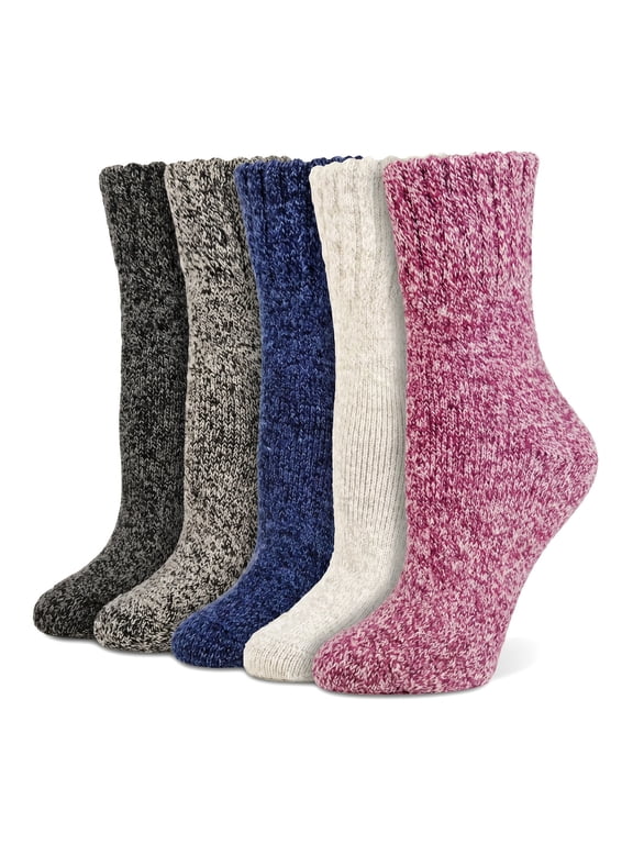 Women's Wool Blend Thermal Socks, Thick Winter Boot Socks, 6 Pairs