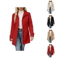 thumbnail image 1 of Women's Wool Blend Trench Coat Mid Length Double Button Front Elegant Slim Fit Overcoat For Fall Winter Casual Wear, 1 of 7