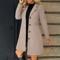thumbnail image 1 of Women's Wool Blend Trench Coat, Thickened Lapel Collar Jacket, Single Breasted A-Line Overcoat, Warm Fall Winter Outerwear, Fashionable Mid-Length Coat Pink XL, 1 of 10