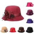 thumbnail image 1 of Women's Wool Cloche Hat with Flower Accent Wide Brim Winter Warm Bowler, 1 of 6