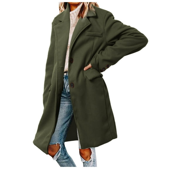 Women's Wool Coat Blouse Thin Coat Trench Long Jacket Ladies Slim Long Belt Elegant Overcoat Outwear