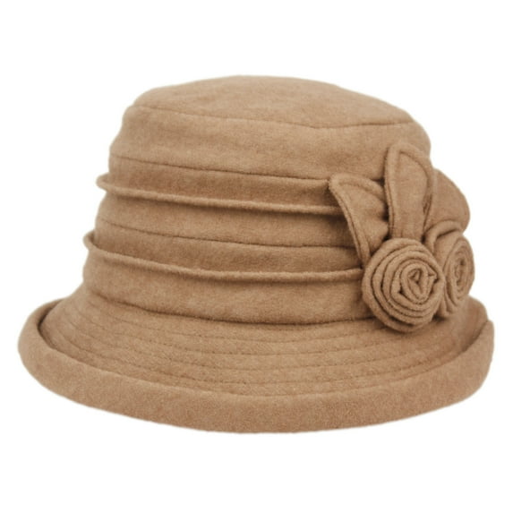 Women's Wool Flower Cloche Winter Bucket Vintage Derby hat