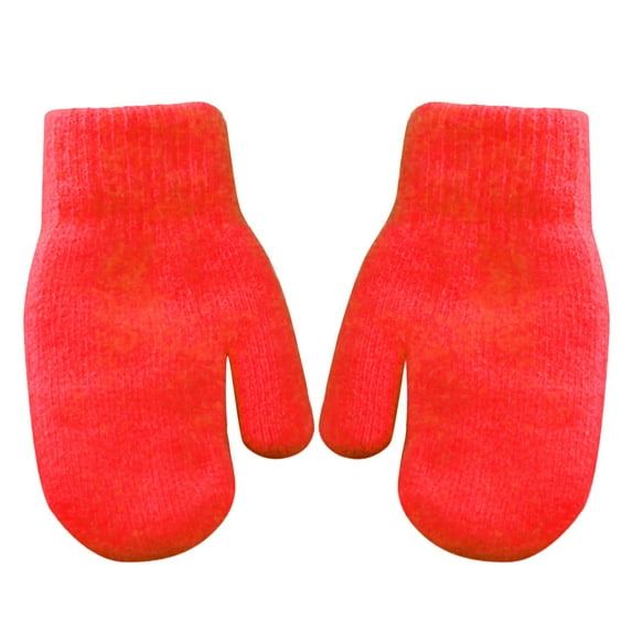 Women's Wool Knit Mittens, Thermal Stretchy Soft Thickened Winter Gloves for Riding Skiing, Cold Weather Outdoor Activities Solid Color Mittens