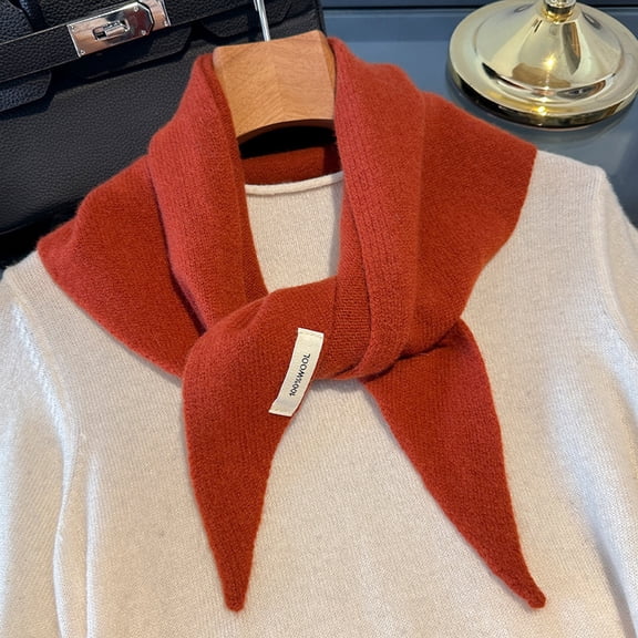 Women's Wool Knitted Triangular Shawl Scarf – Multi-Functional Warm, Classic Korean-Style Breathable Knit Wrap, Stylish and Versatile for Daily Wear and Travel M