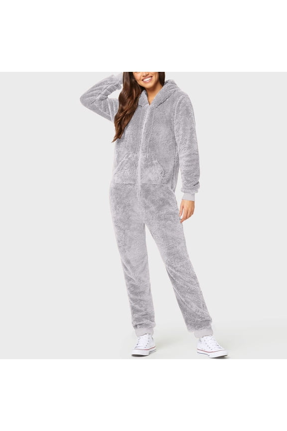 Women's Wool Long Sleeve Pajamas Casual Solid Color Zipper Loose Hooded Jumpsuit Pajamas Casual Winter Warm Rompe Cute 1 Piece Suit On Sleepwear Tall Jacket Jacket Women Organic Wool Jacket Heavy