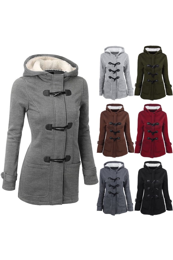 Women's Wool Pea Coats Winter Coats for Women Plus Size Hooded Outerwear Thick Warm Puffer Down Zip Up Thick Jacket Windproof Trench Coat Long Jackets for Women
