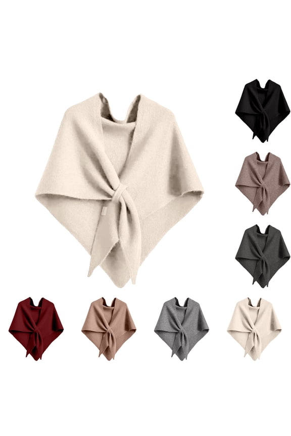 Women's Wool Shawl Wraps, Pashmina Shawl Wraps for Women Cardigan Cape Wool Sweater Shawl Triangle Scarf(Beige)