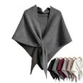 thumbnail image 1 of Women's Wool Shawl Wraps , Solid Color Korean Style Scarf Wrap Cardigan Knotted Shoulder Knitted Soft Blanket Scarves for Daily Wear(Dark Gray), 1 of 5