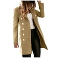 thumbnail image 1 of Women's Wool Trench Overcoat Elegant Warm Slim Fit Long Jacket Outerwear for Cold Weather, 1 of 8