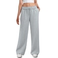 thumbnail image 1 of Women's Wool Wide-Leg Sweatpants with Internal Drawstring High Waist - Winter Warm Straight-Cut Sports Pants with Pockets for Comfortable Athletic and Casual Wear,Light Gray,M, 1 of 4