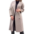 thumbnail image 1 of Women's Woolen Coat Autumn Winter Double-breasted Lapel Overcoat Loose-fit Solid Color Warm Long Coat for Office Daily Wear, 1 of 7