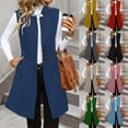 thumbnail image 1 of Women's Woolen Lapel Button Front Sleeveless Jacket Blazer Suit Coat With Pocket Casual Daily Elegant Temperament Solid Color Office Professional | CSEONE,Khaki L, 1 of 9