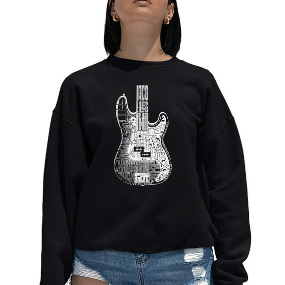 Women's Word Art Crewneck Sweatshirt - Bass Guitar