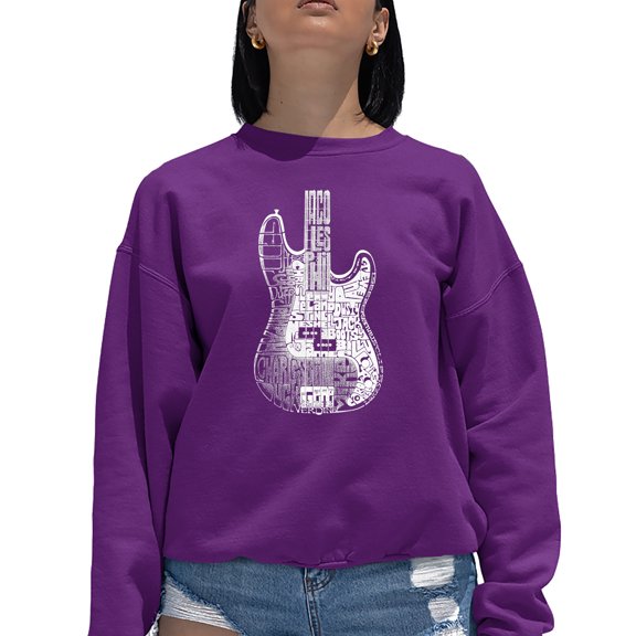 Women's Word Art Crewneck Sweatshirt - Bass Guitar